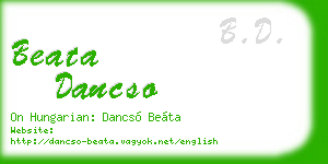 beata dancso business card