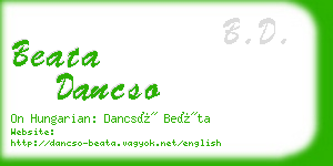 beata dancso business card